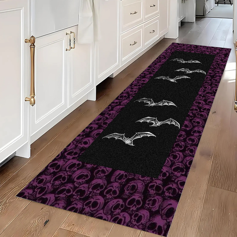 Commercial Kitchen Floor - سجادة أرضية بتصميم جمجمة وخفافيش قوطية،