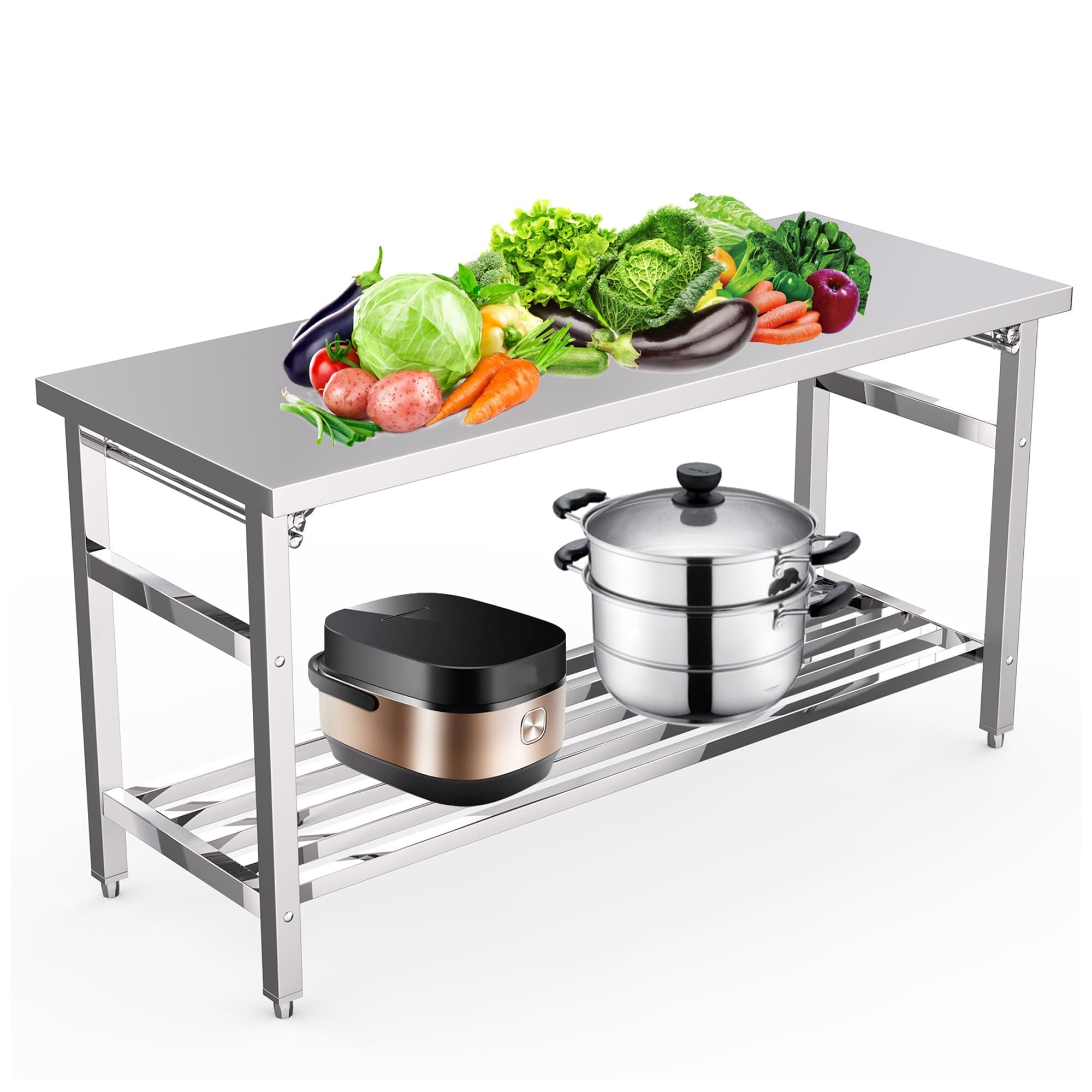 Commercial Kitchen Prep Table - طاولة تحضير قابلة للطي من الفولاذ